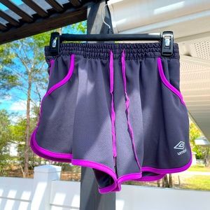 ☀️ Umbro Athletic Shorts with Pockets! Gray & Purple Size Sm
